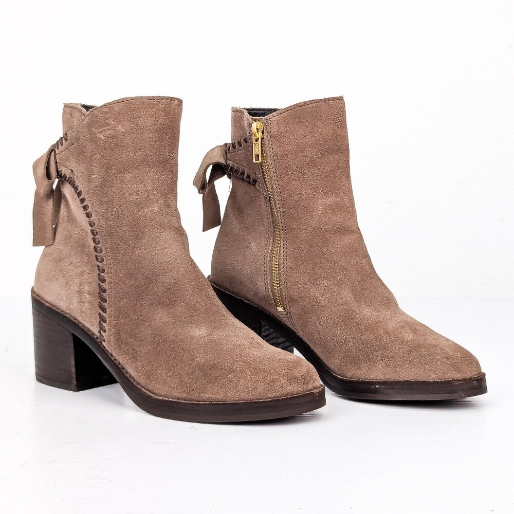 UGG Women Fraise Taupe Western Zip Bow Ankle Boots sz 7US EUR38